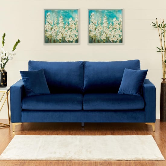 Noir Novelty Fabric 3-Seater Sofa - Blue