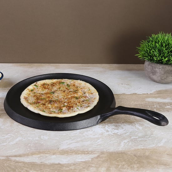 WONDERCHEF Forza Black Pre-Seasoned Cast Iron Dosa Tawa - 27.3cm