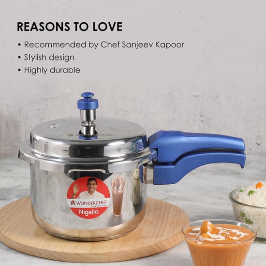 WONDERCHEF Nigella Blue Solid Stainless Steel Pressure Cooker 3l