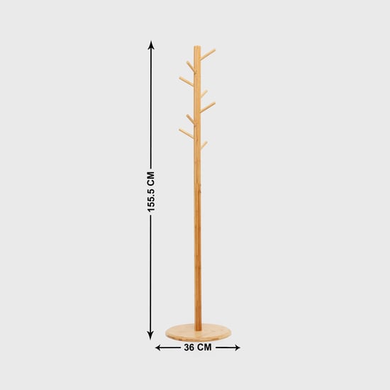 Omnia 8 Hooks Bamboo Coat Rack Stand
