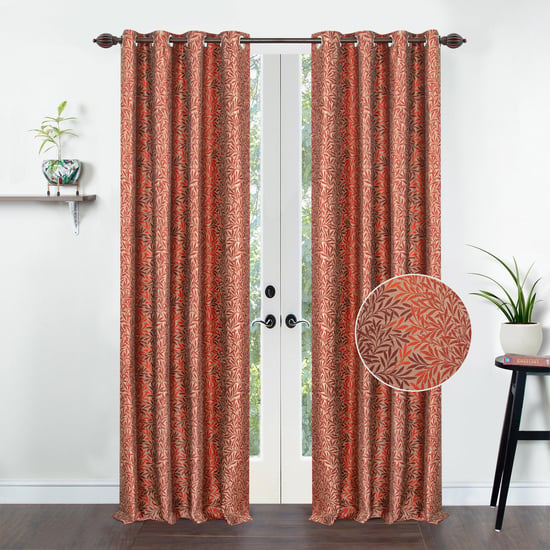 DECO WINDOW Grenadine Rust Printed Semi-Blackout Curtains - Set of 2 - 49x32cm