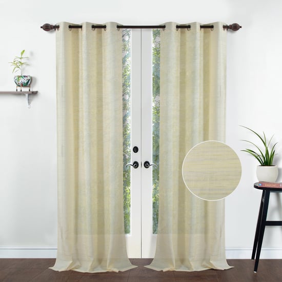 DECO WINDOW Silk Beige Semi-Blackout Door Curtain - 106.68 x 228.6cm - Set of 2