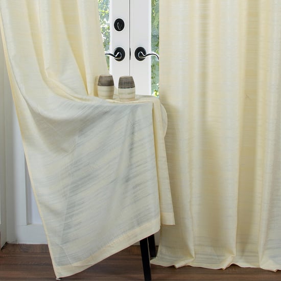 DECO WINDOW Silk Beige Semi-Blackout Door Curtain - 106.68 x 228.6cm - Set of 2