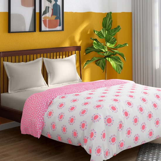 PORTICO Hashtag Pink Printed Cotton Double Bed Comforter - 220x240cm