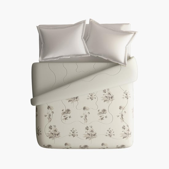PORTICO Whispering Tales Off-White Printed Cotton Double Bed Comforter - 224x274cm