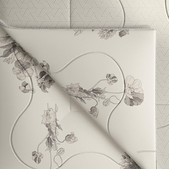 PORTICO Whispering Tales Off-White Printed Cotton Double Bed Comforter - 224x274cm