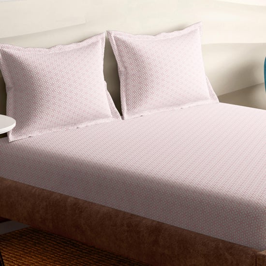 PORTICO Melange Pink Cotton Super King Bedsheet Set - 274x274cm - 3Pcs