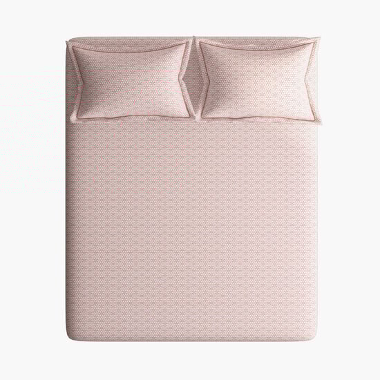 PORTICO Melange Pink Cotton Super King Bedsheet Set - 274x274cm - 3Pcs