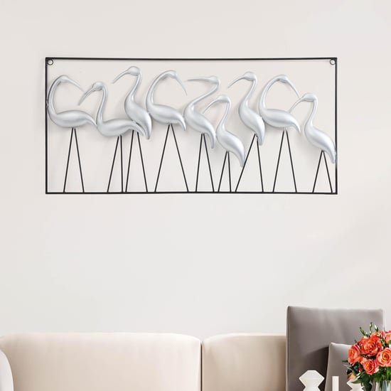 Corsica Samara Silver Crane Bird Metal Art Wall