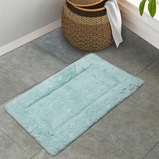 Spaces Small Size Hygro Green Textured Cotton Bath Mat - 40X60Cm