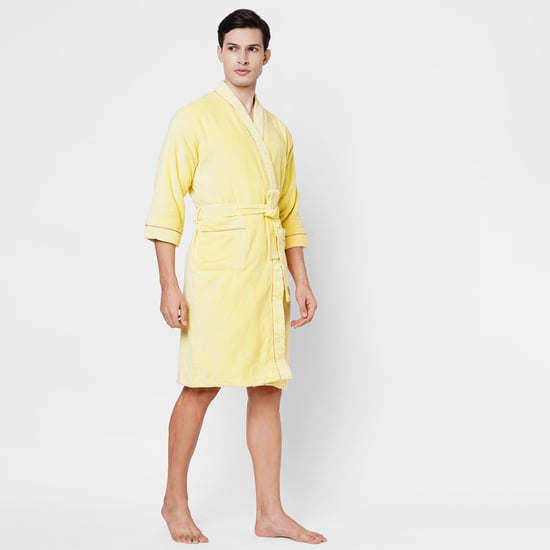 Spaces Extra Large Size Exotica Yellow Solid Large Cotton Bathrobe