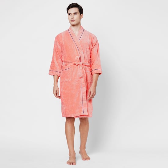 Spaces Medium Size Exotica Coral Textured Cotton Adult Bathrobe