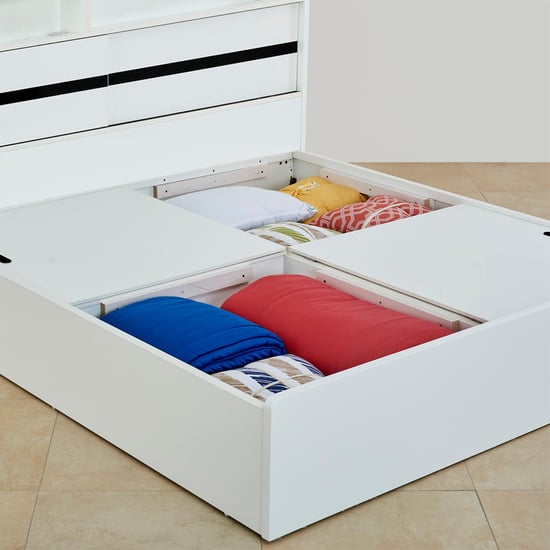 Polaris Halo Queen Bed with Headboard and Box Storage - White