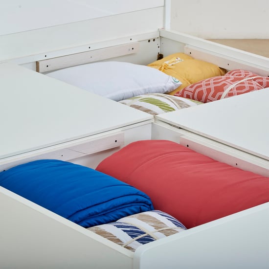 Polaris Halo Queen Bed with Headboard and Box Storage - White