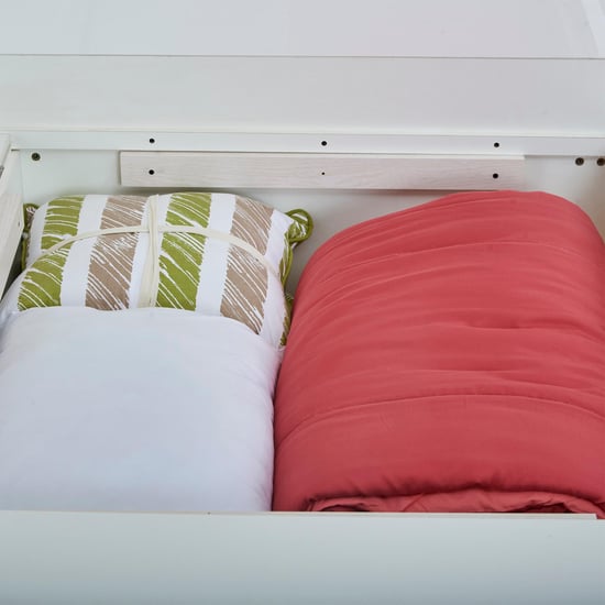 Polaris Halo Queen Bed with Headboard and Box Storage - White