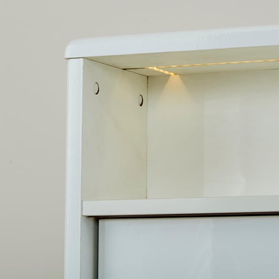 Polaris Halo Queen Bed with Headboard and Box Storage - White