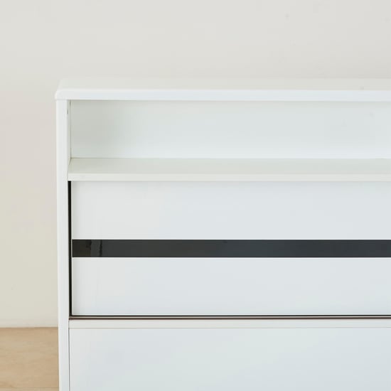 Polaris Halo Queen Bed with Headboard and Box Storage - White