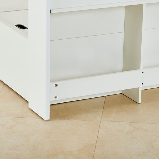 Polaris Halo Queen Bed with Headboard and Box Storage - White