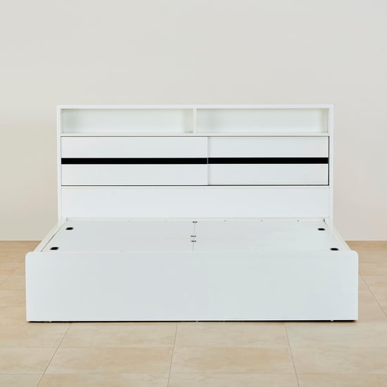 Polaris Halo Queen Bed with Headboard and Box Storage - White