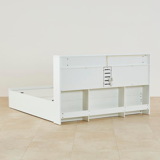 Polaris Halo Queen Bed with Headboard and Box Storage - White