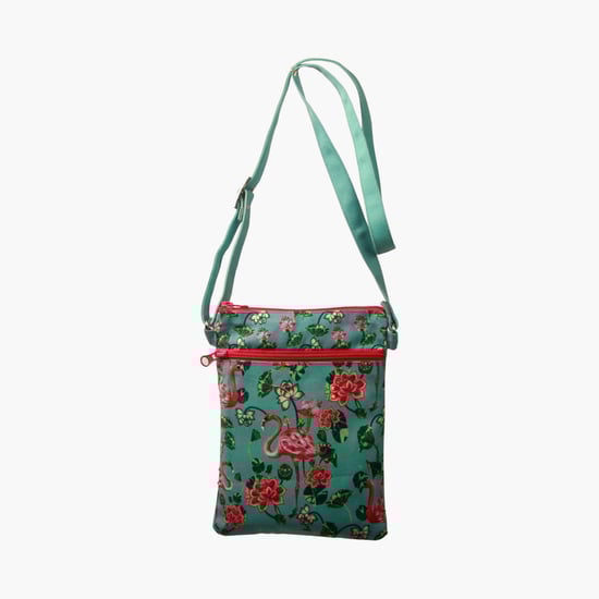 PINAKEN Tropical Flamingo Multicolour Printed Sling Bag