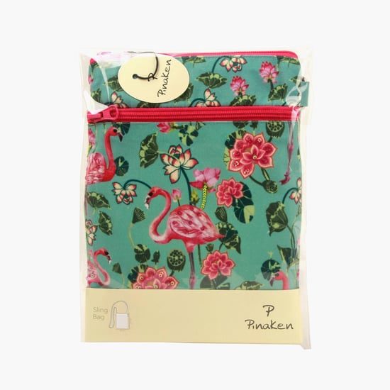 PINAKEN Tropical Flamingo Multicolour Printed Sling Bag