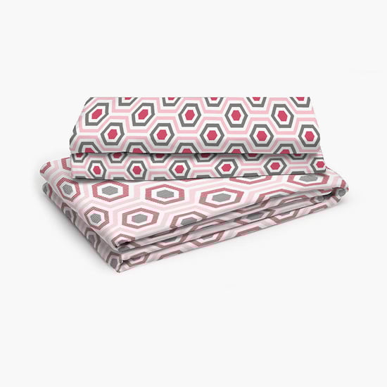 LAYERS Siena Pink Printed Cotton Single Bedsheet Set - 152x228cm - 2Pcs