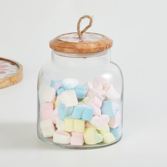 Corsica Hues Wooden Lid Leaf Glass Jar 