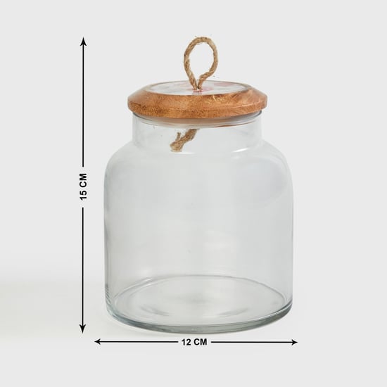 Corsica Hues Wooden Lid Leaf Glass Jar 