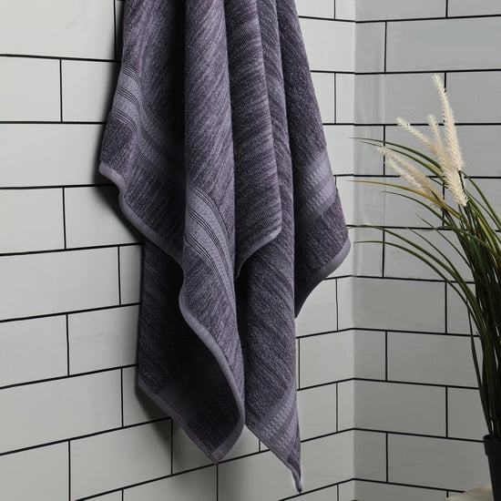 Spaces Set Of 2 Flow Grey Striped Rectangle Bath Towel - 75X150Cm