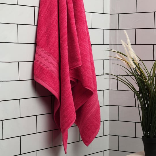 Spaces Set Of 2 Flow Pink Striped Rectangle Bath Towel - 75X150Cm 