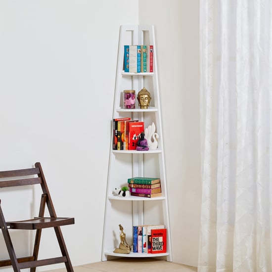 Delfina NXT Corner 5-Tier Corner Book Shelf - White