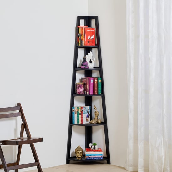 Delfina NXT 5-Tier Corner Book Shelf - Black