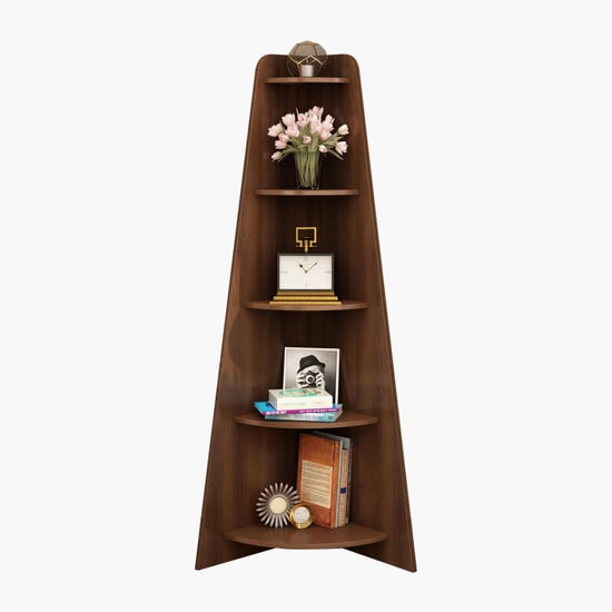 Helios Lewis Mafra 5-Tier Corner Shelf - Brown