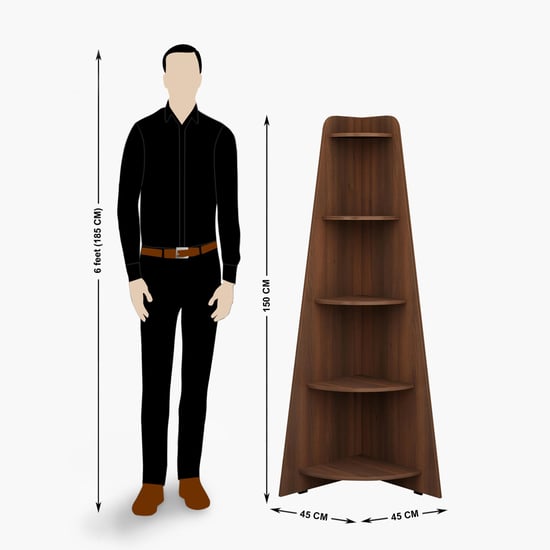 Helios Lewis Mafra 5-Tier Corner Shelf - Brown