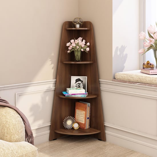 Helios Lewis Mafra 4-Tier Corner Shelf - Brown