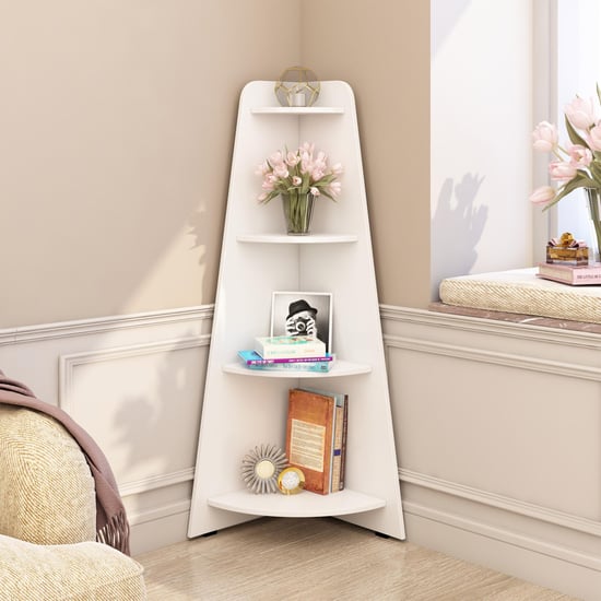 Helios Reynan Mafra 4-Tier Corner Shelf - White