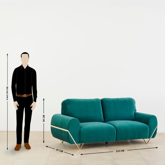 Monarch Velvet 3-Seater Sofa - Green