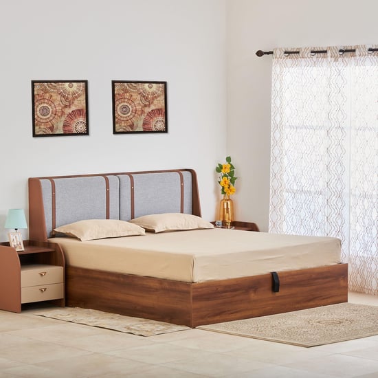 Serenity Frida King Bed with Hydraulic Storage - Brown
