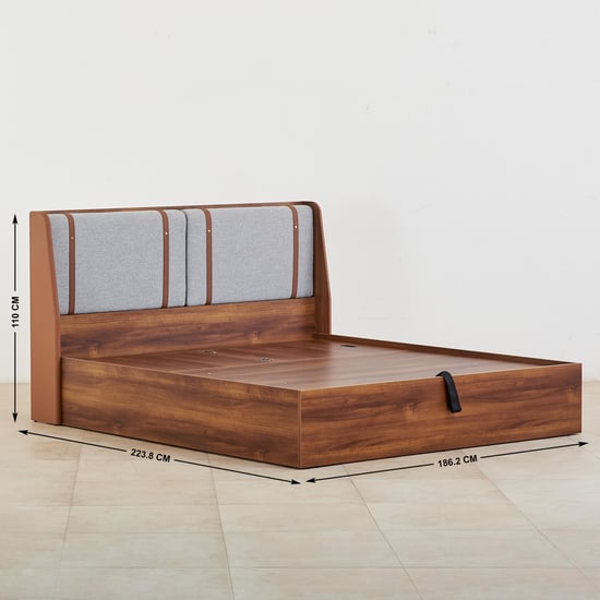 Serenity Frida King Bed with Hydraulic Storage - Brown