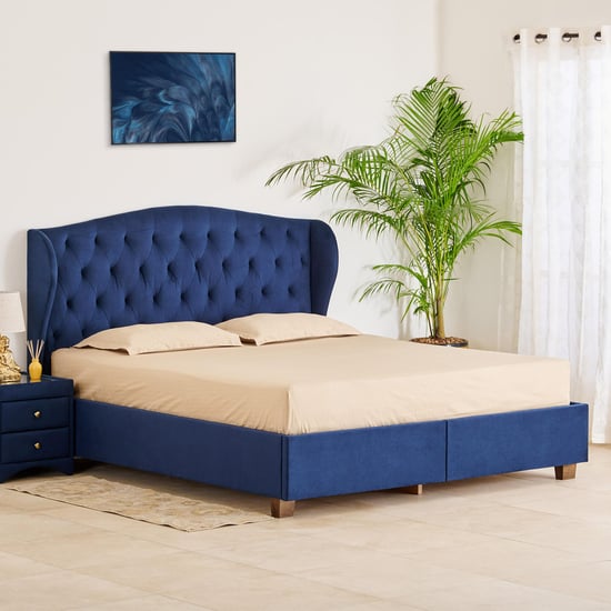 Stellar Max Fabric King Bed with Drawer Storage - Blue