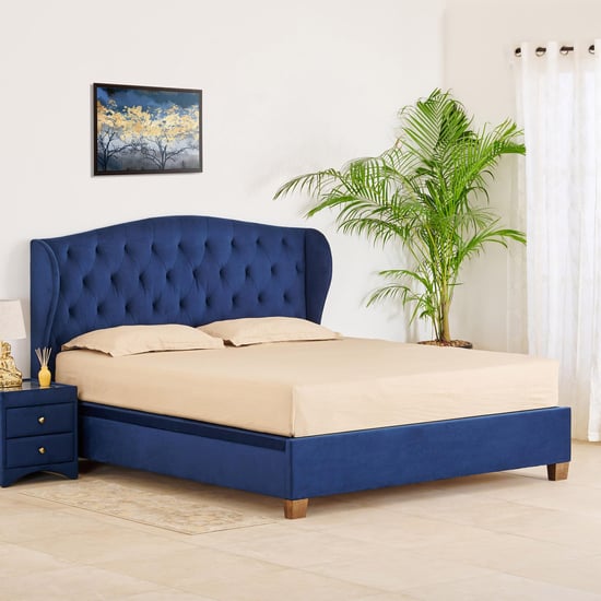 Stellar Max Fabric Queen Bed with Hydraulic Storage - Blue