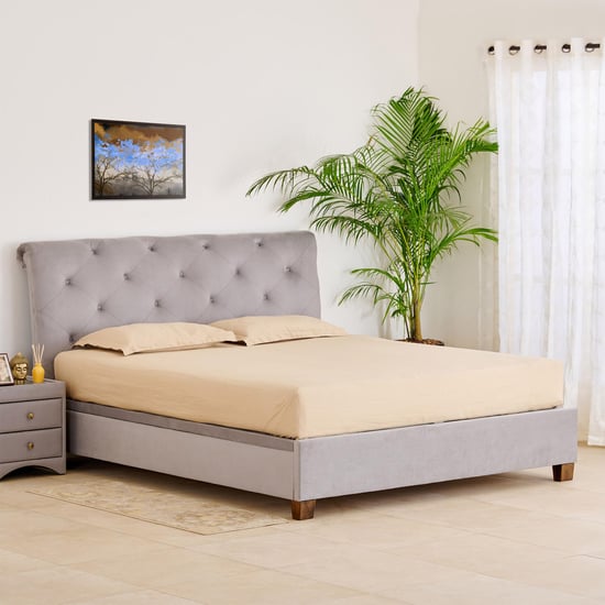 Stellar Ora Fabric Queen Bed with Hydraulic Storage - Grey