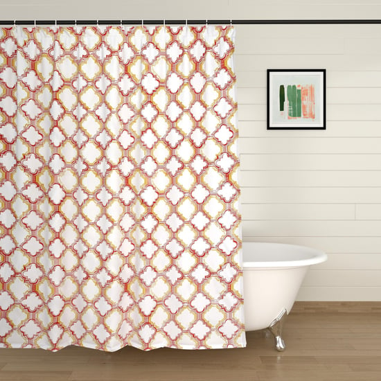 Mekong White Printed Shower Curtain with Hooks - 180x180cm