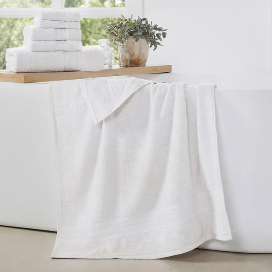 TRIDENT Soft and Plush White Textured Cotton Towels - Set of 6