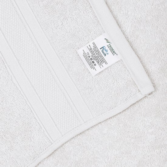 TRIDENT Soft and Plush White Textured Cotton Towels - Set of 6