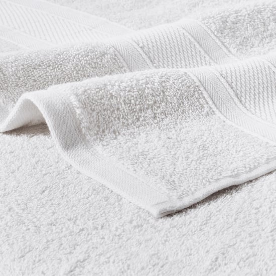 TRIDENT Soft and Plush White Textured Cotton Towels - Set of 6