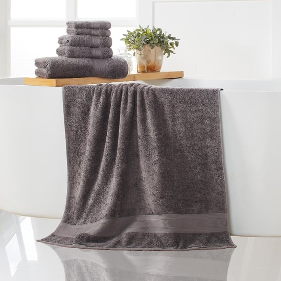 TRIDENT Soft and Plush Grey Textured Cotton Towel - Set of 6
