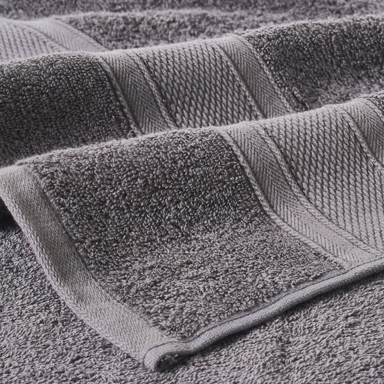 TRIDENT Soft and Plush Grey Textured Cotton Towel - Set of 6