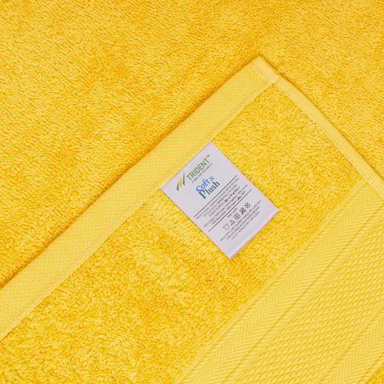 TRIDENT Soft and Plush Mustard Yellow Cotton Textured Towel - Set of 6